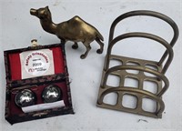 3 Pce Brass Letter Holder BRASS CAMEL +Balls!