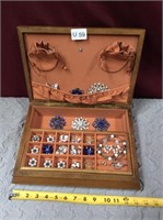 Nice Oak Jewelry Case with Jewelry