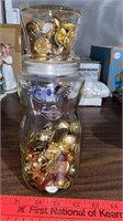 Planters Peanut Jar of Gold Colored Buttons