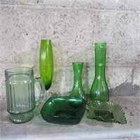 Green Mug, Vases, & Dish