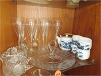 Tea set and glassware