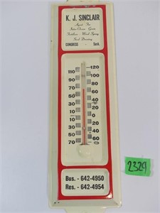 Antique K.J. Sinclair Thermometer - Metal 12"long