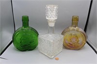 3 Wheaton Glass Coin & W. German Crystal Decanters