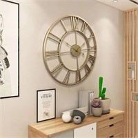 E9904  Evursua Large Metal Wall Clock 24" Gold