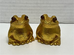 Gold-Colored Metal Frog Salt & Pepper Shakers