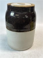 Vintage Primitive Stoneware Salt Crock with Lid