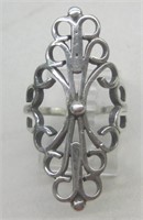 Large Sterling Silver Ornate Vintage Mexican Ring