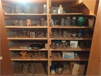 Canning jar collection on shelves