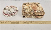 (2) Shell Lidded Trinket/Jewelry Boxes
