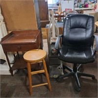 Antique Stand, Shampooer, Footstool, Desk Chair