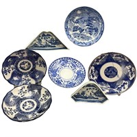Antique & Vintage Asian Blue & White Bowls/ Plates