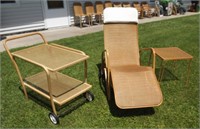 LLOYD FLANDERS CART, LOUNGER AND SIDE TABLE