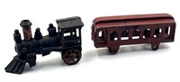 Antique Cast Iron Train Engine & Trolley Car