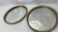 Vintage Mirrored Trays Pair