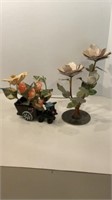 Made in Japan Vintage Porcelain Donkey Cart Lamp