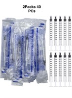 (2Packs) 40 Pcs 1ml 1cc Pipette Syringe with Luer
