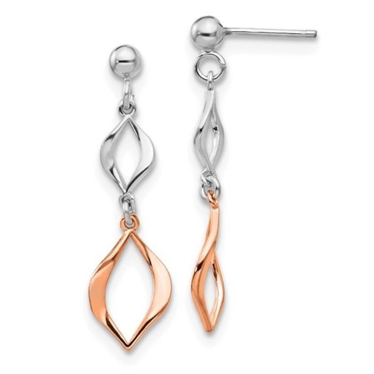 Sterling Silver and Rose-tone Dangle Earrings