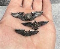 WW2 Collection of Sterling Silver Pilot Wings