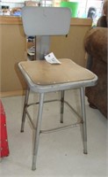 metal stool with wood top, 21" tall