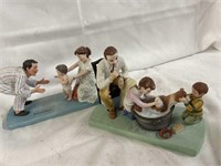 2 - Norman Rockwell American Family Figurines