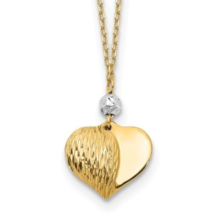 14K Two Tone Polished Heart Necklace