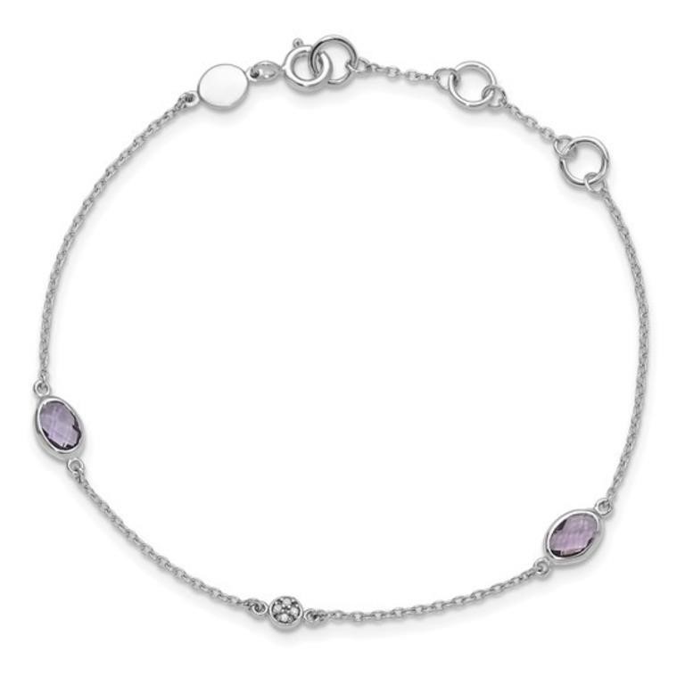 Sterling Silver Amethyst Diamond Bracelets