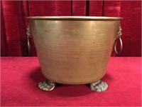 Vintage Brass Planter w/ Lion Head Handles