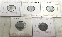 (5) STEEL PENNIES