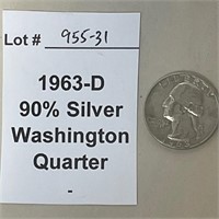 1963-D 90% Silver Quarter