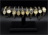 10 VINTAGE GOLD TONE LADIES WATCHES