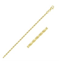10k Gold Solid Diamond Cut Rope Bracelet 2.5mm