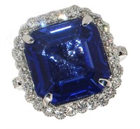 14k Gold 11.38 ct Sapphire & Diamond Ring