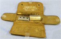 VINTAGE GILLETTE KHAKI SET RAZOR W/ CASE