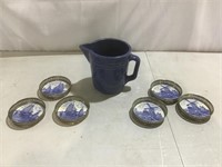 Monmouth pitcher, Delft ship/windmill 6 coasters