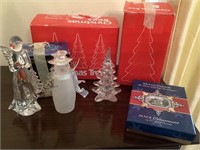 Glass Christmas Trees Figurines and a Mount Vernon