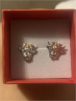 Sterling silver and rose gold cow earrings
