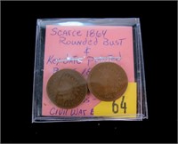 2- 1864 Indian Head cents