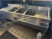 Bar sink 3 bay - with double drainboards