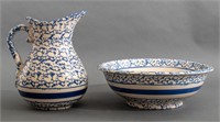 Blue and White Ceramic Spongeware Tableware, 2