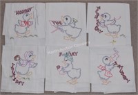 (K) Embroidered Days of the Week Tea Towels