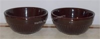 (K) Pair of 8" Brown Crock Bowls