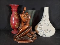 Statue & Tall Vases