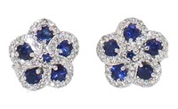 14kt Gold 1.08 ct Sapphire & Diamond Earrings