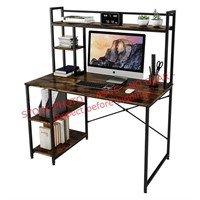 Bestier Computer Desk with Shelves Brown
