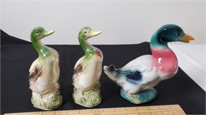Porcelain duck figurines.