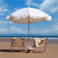 Funsite 6.5ft Boho Beach Umbrella With Fringe,
