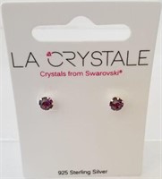 La Crystale Amethyst Round Cut Stud Earrings