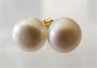 14kt Gold Huge Akoya Pearl Earrings