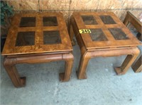 (2) Glass top end tables