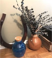 Bank, Gourd Vase And Horseshoe Rack